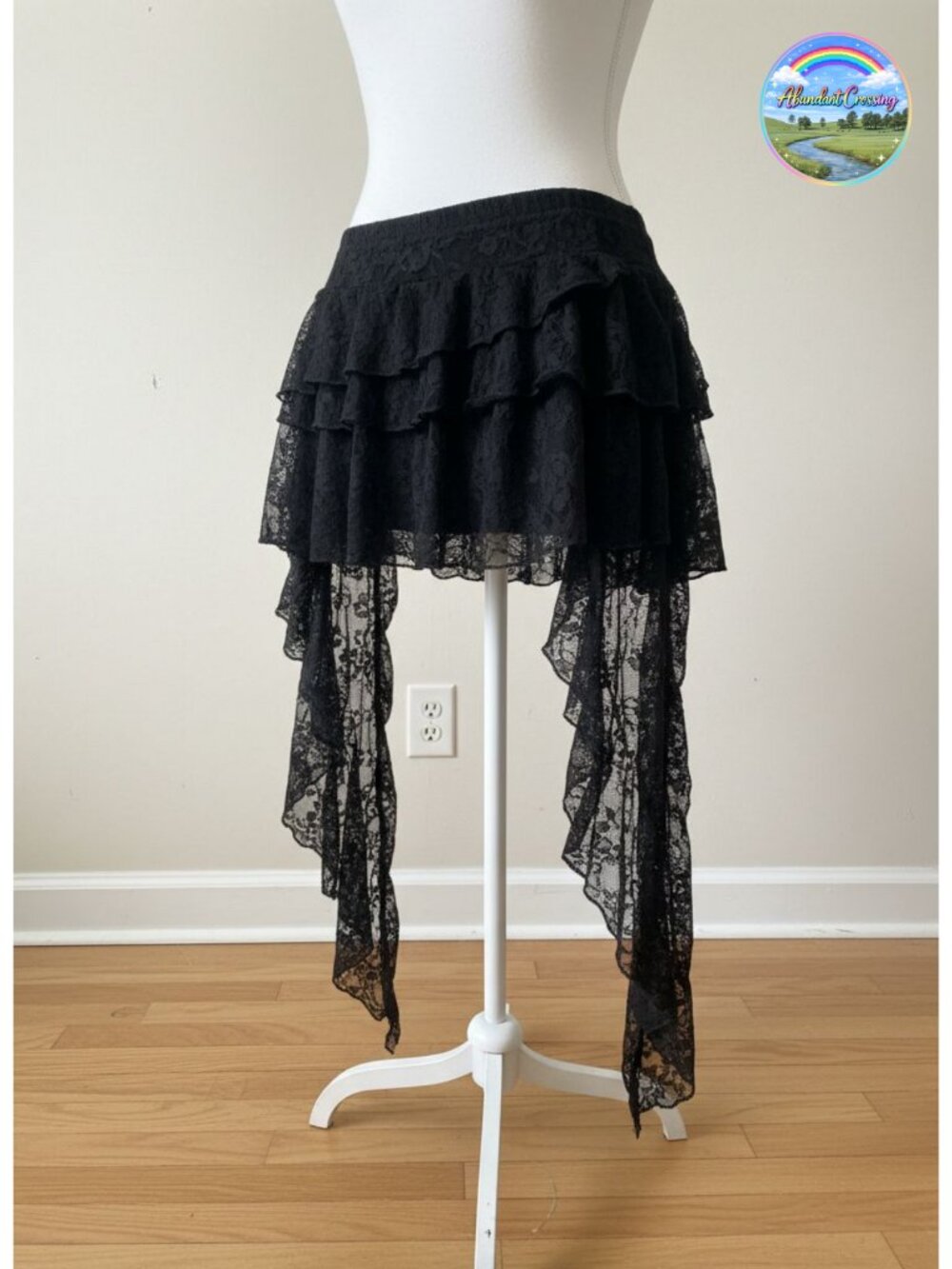 Y2K Ruffle Lace Mesh Asymmetrical Mini Skort